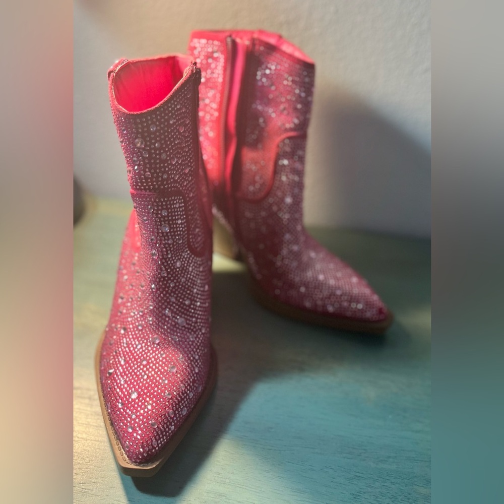 Very G Sparkly Pink Ankle Boots